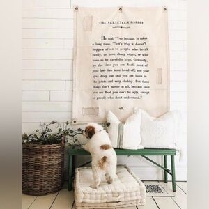 THE VELVETEEN RABBIT White Canvas Wall Hanging Tarp with Quote